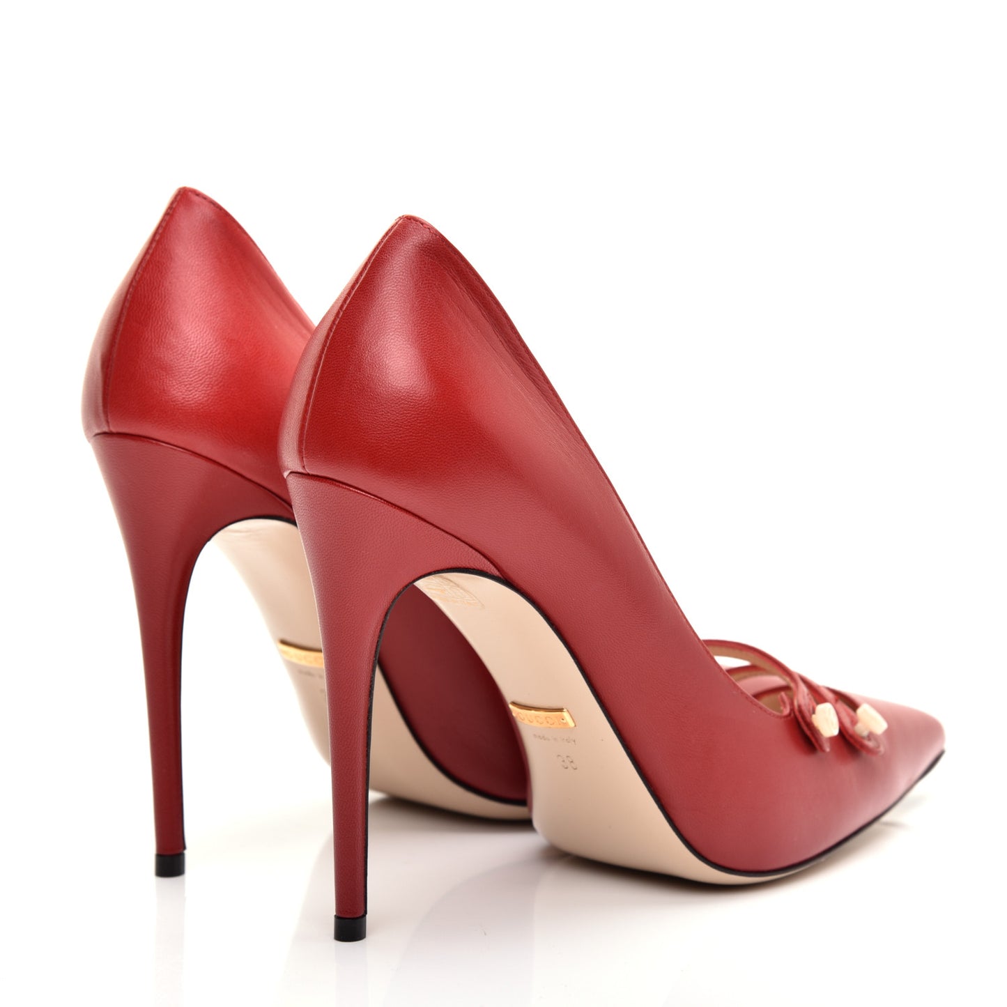 Malaga Kid Double Strap High Heel Pumps 38 Red