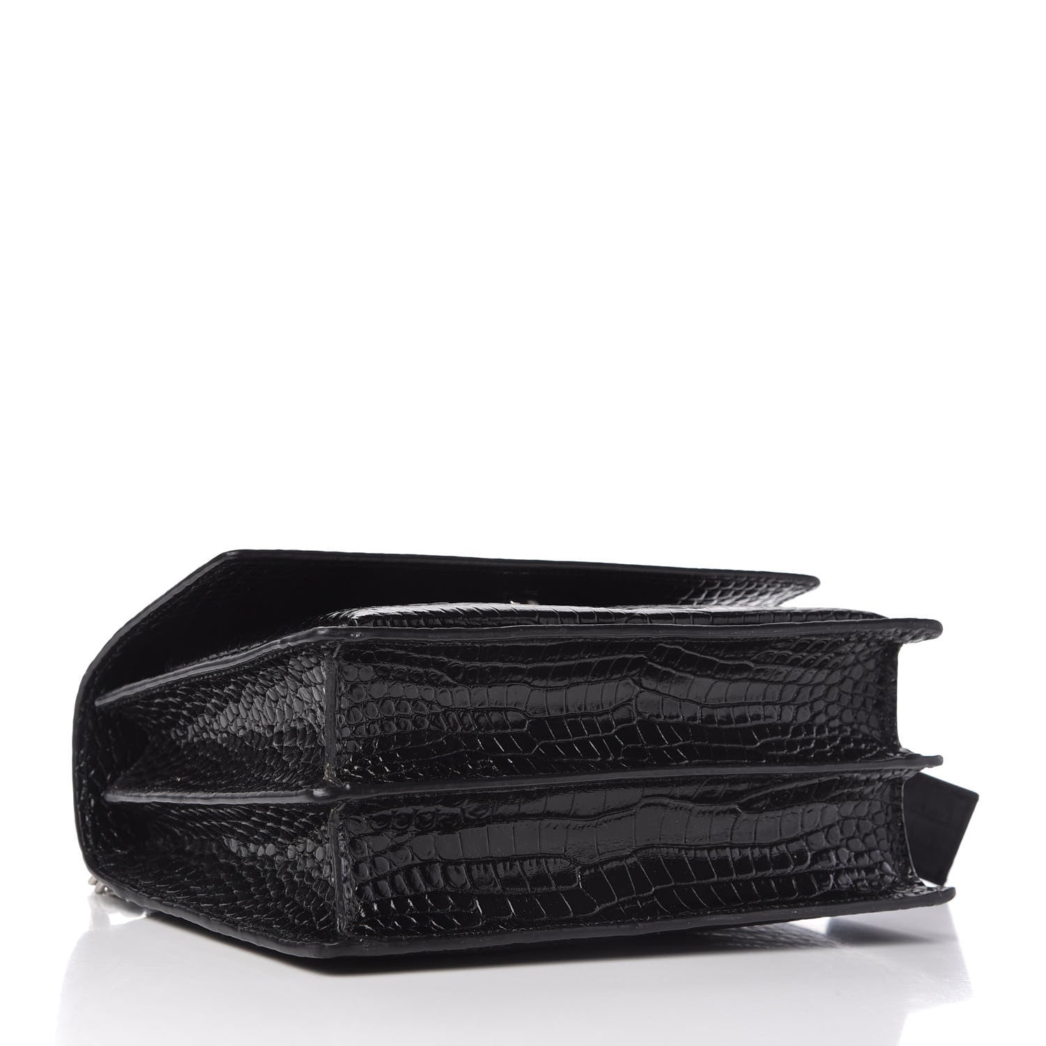 Saint Laurent Calfskin Crocodile Embossed Medium Monogram Sunset Black 4 of 10
