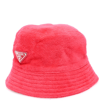 Prada Terry Cloth Metal Triangle Logo Womens Bucket Hat M Ibisco 1 of 8