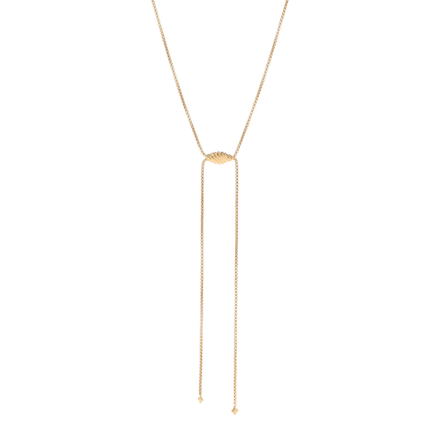 David Yurman 18K Yellow Gold 1.7mm Box Chain Slider Necklace 36" 1 of 5