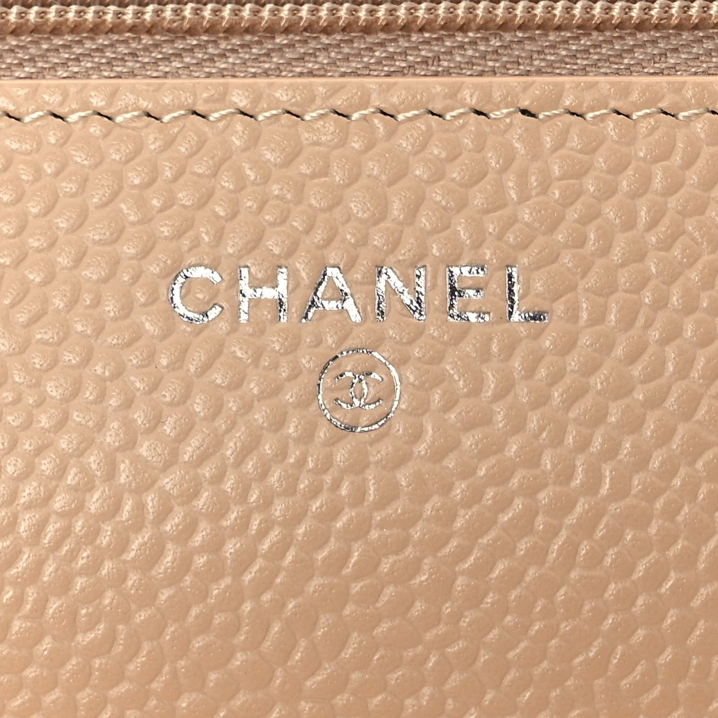 Caviar Quilted Wallet On Chain WOC Beige