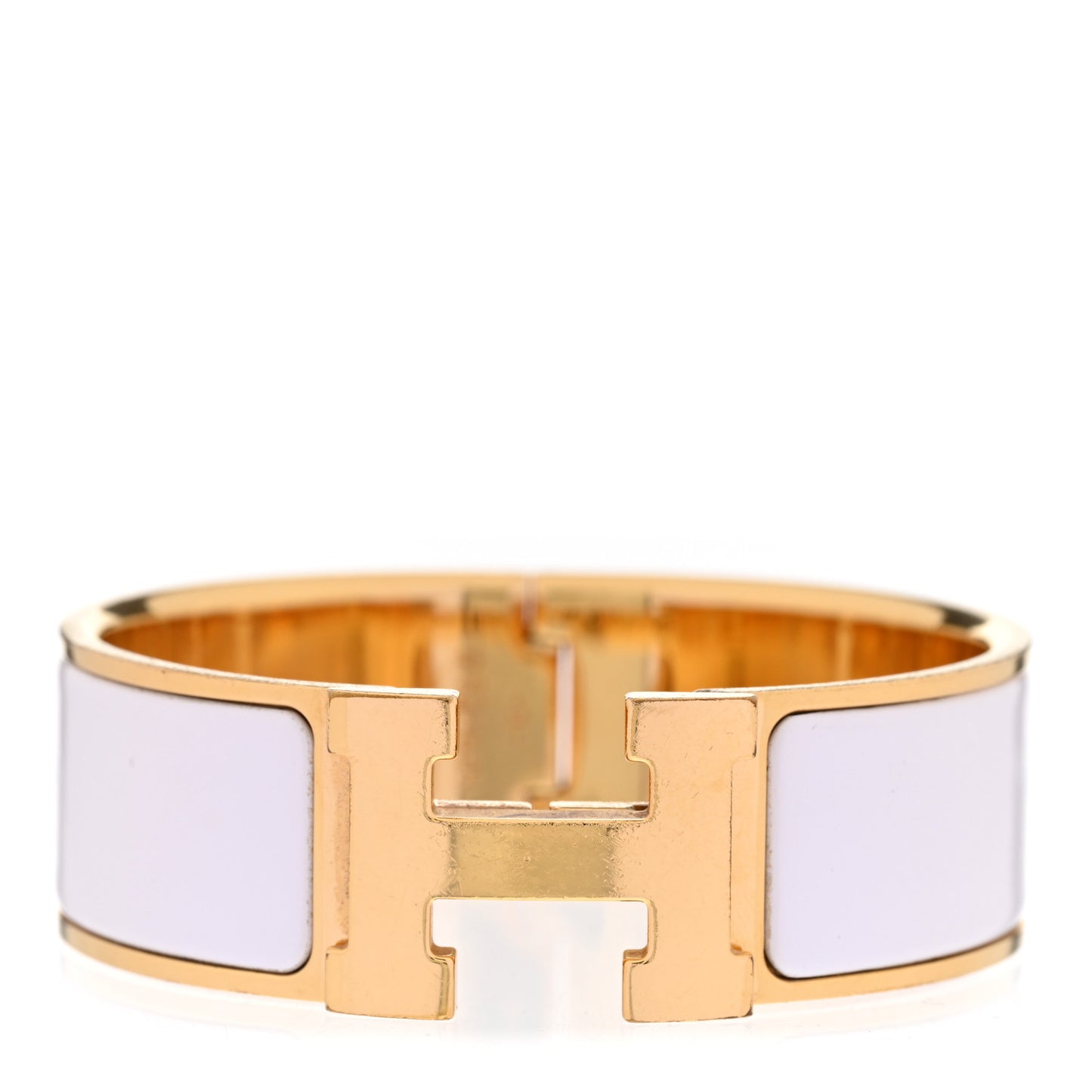 Enamel Wide Clic Clac H Bracelet GM White