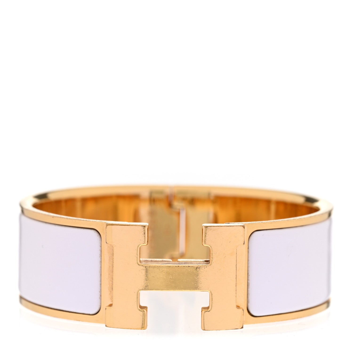 Hermes Enamel Wide Clic Clac H Bracelet GM White 1 of 5