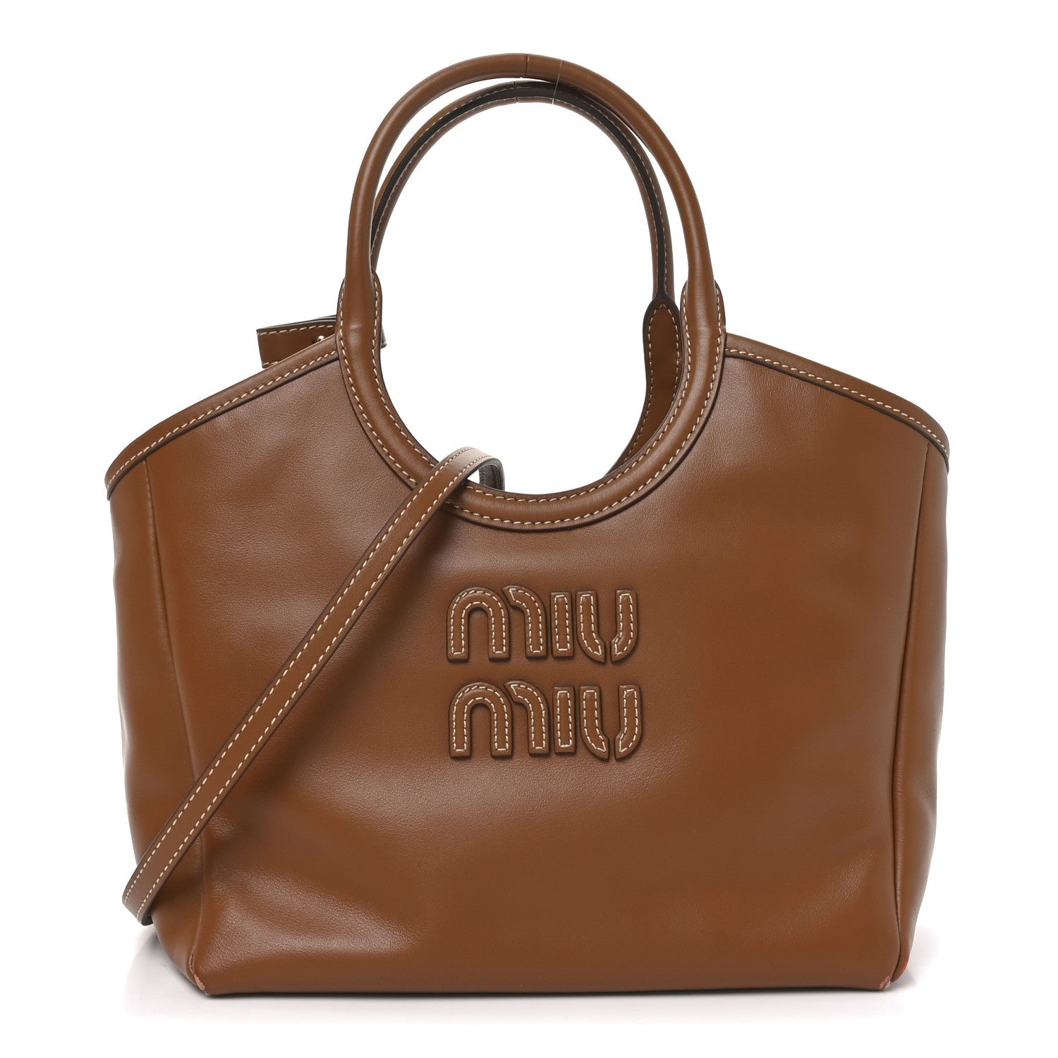 Miu Miu Soft Calf Softy Small Ivy Tote Bag Caramel 1 of 9