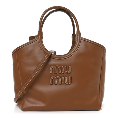 Miu Miu Soft Calf Softy Small Ivy Tote Bag Caramel 1 of 9