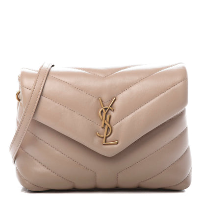 Saint Laurent Calfskin Y Quilted Monogram Toy Loulou Crossbody Bag Dark Beige 1 of 13