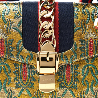 Gucci Iridescent Brocade Small Sylvie Shoulder Bag Gold 10 of 10