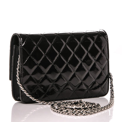 Chanel Patent Quilted Brilliant Wallet On Chain WOC Black 3 of 8