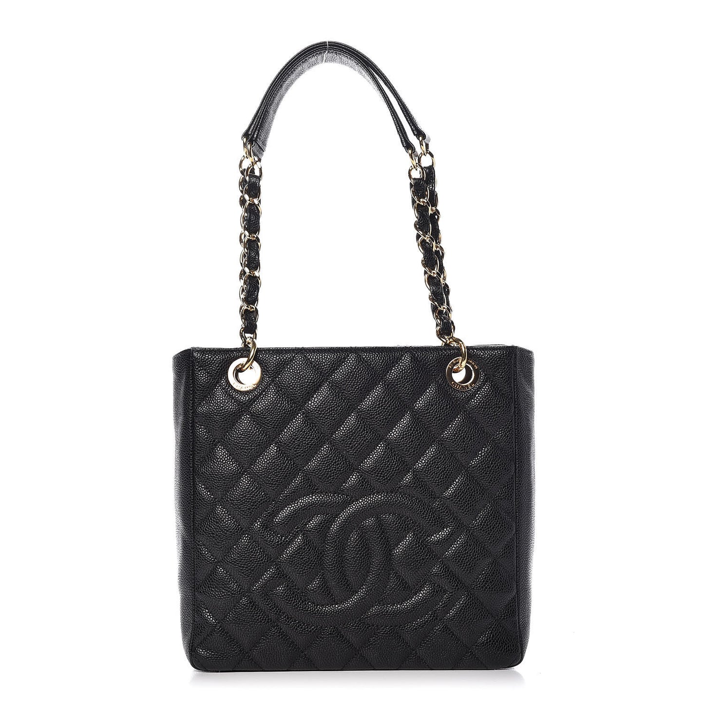 Caviar Quilted Petit Shopping Tote PST Black
