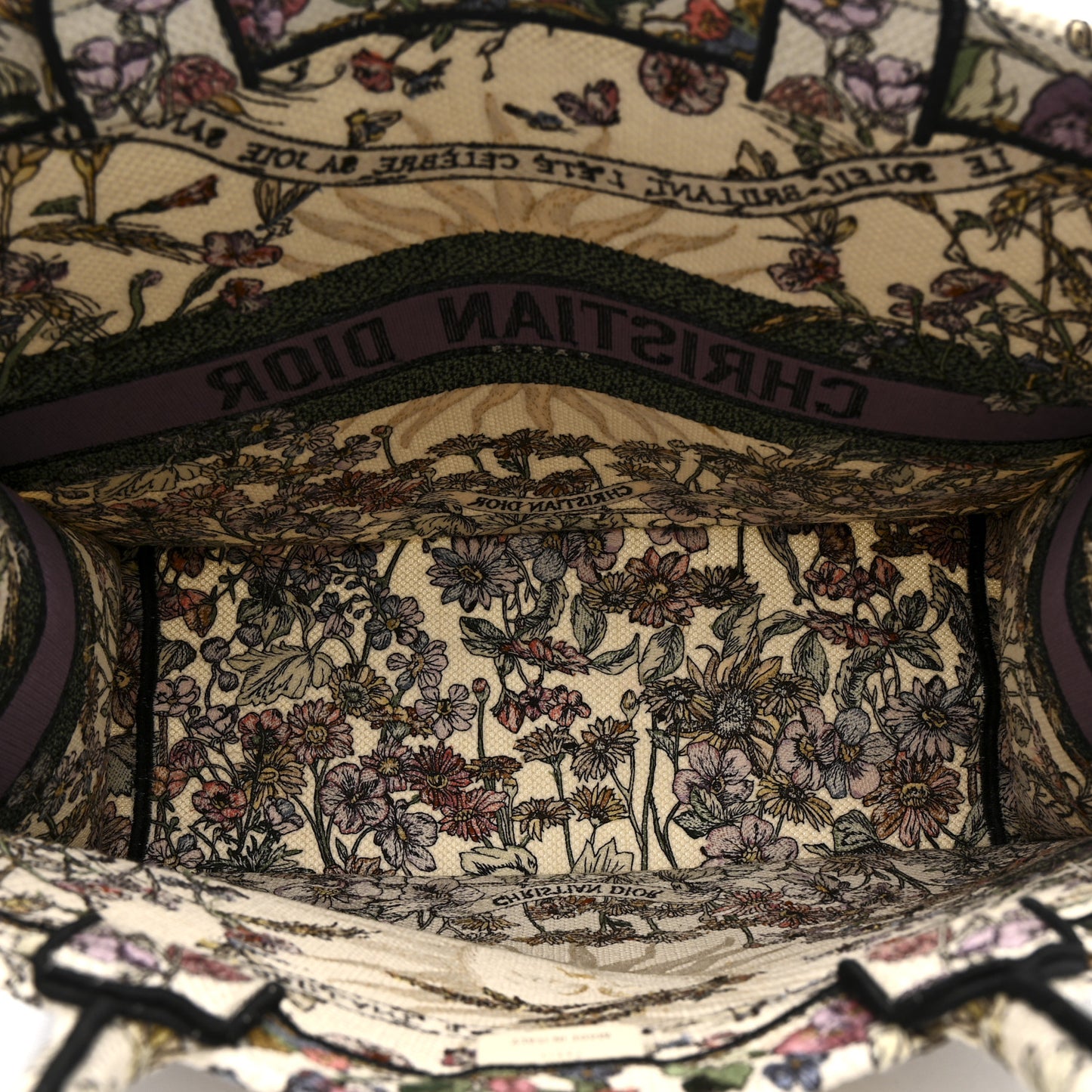 Canvas Embroidered Large 4 Saisons Hiver Soleil Book Tote  Lilac Multicolor