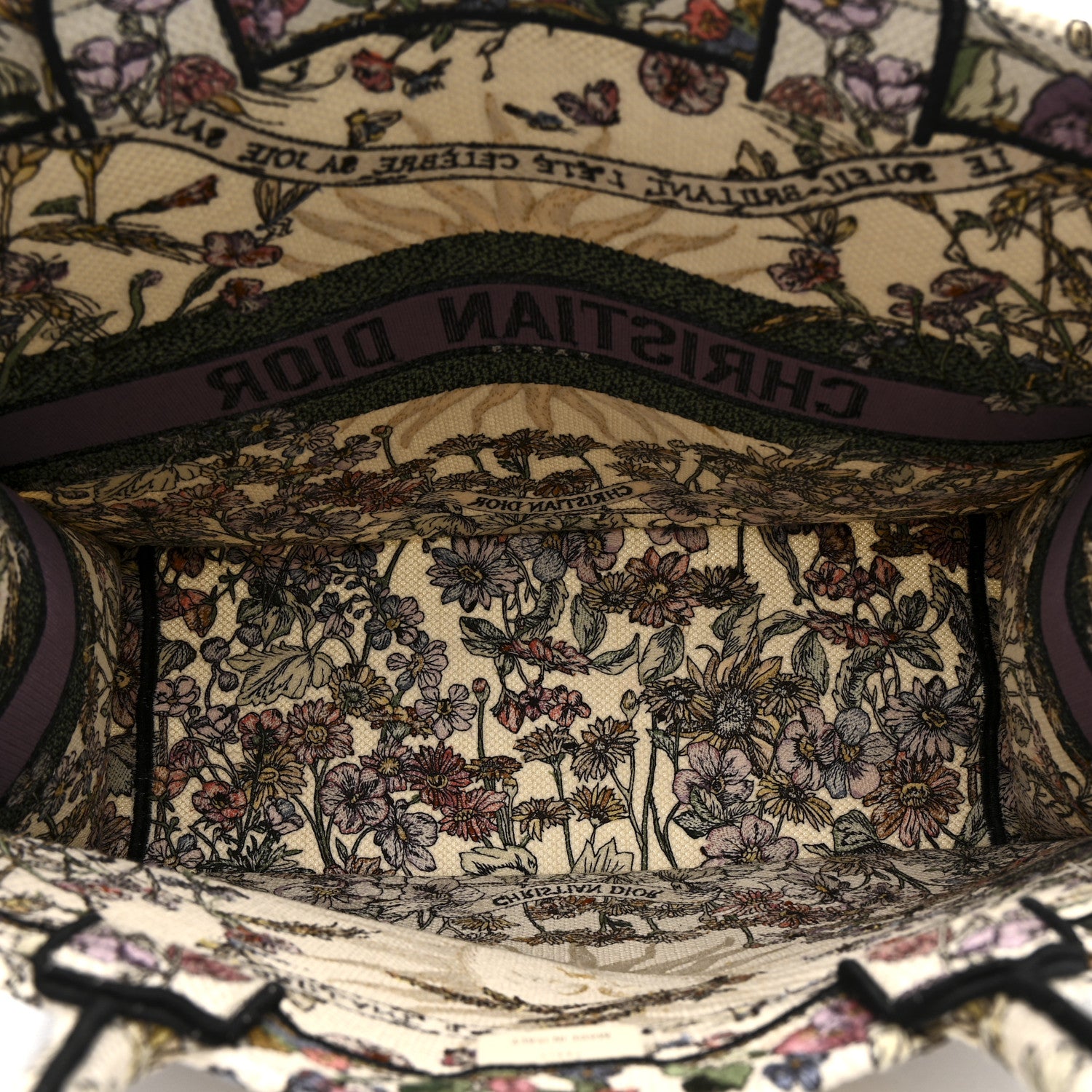 Christian Dior Canvas Embroidered Large 4 Saisons Hiver Soleil Book Tote  Lilac Multicolor 5 of 16