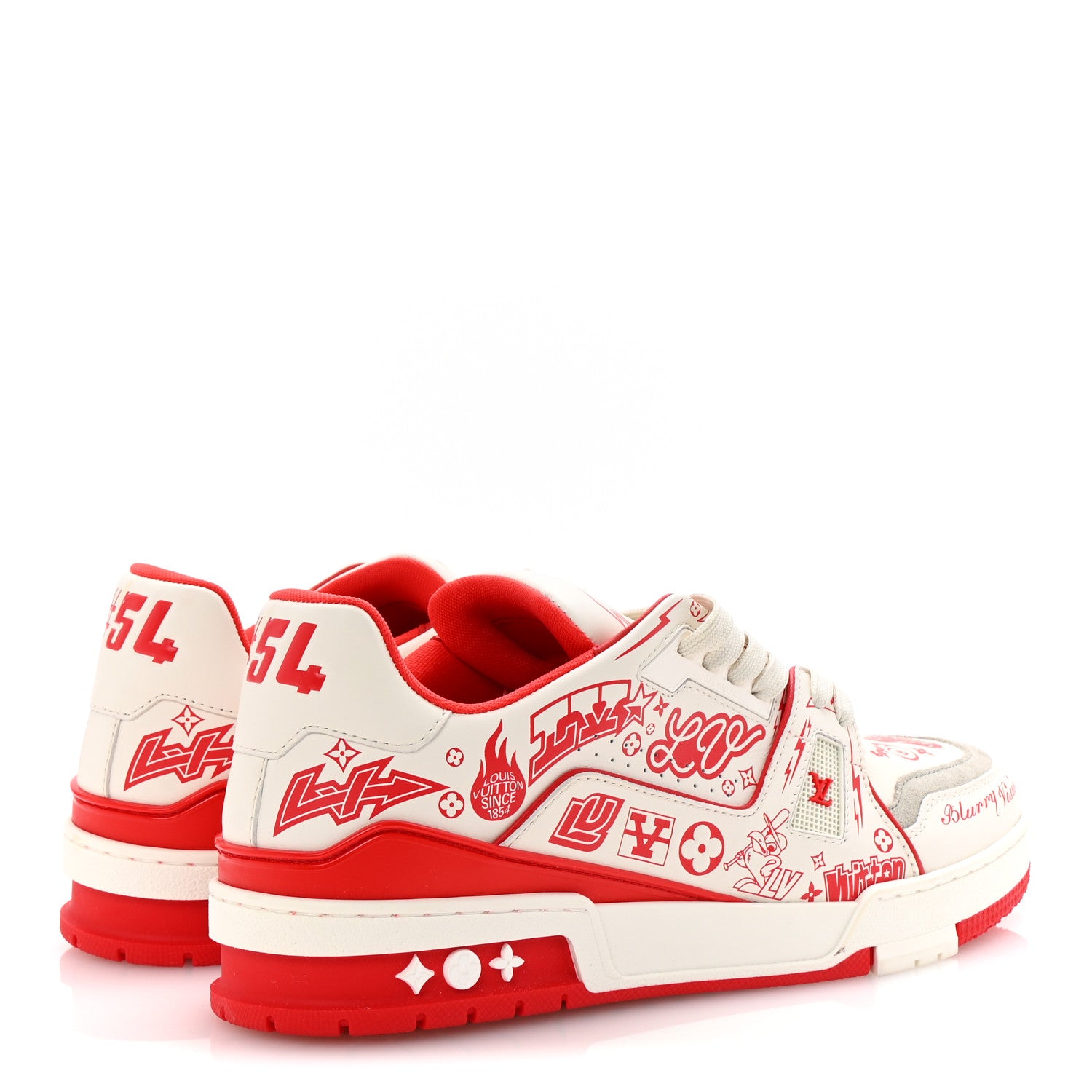 Louis Vuitton Calfskin Graffiti Mens LV Trainer Sneakers 8 Rouge 4 of 9