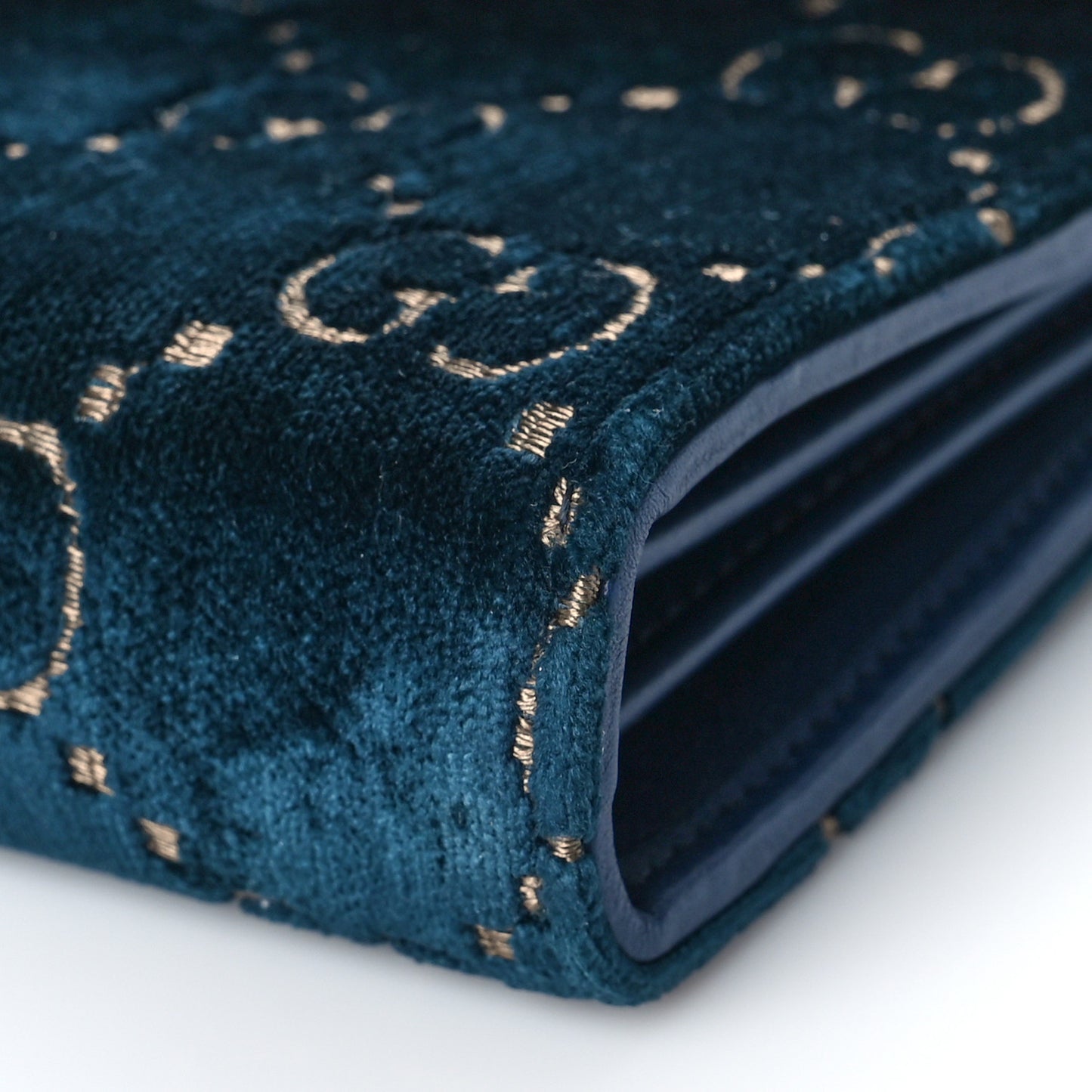 Velvet GG Monogram Mini Dionysus Chain Wallet Blue Beige Black