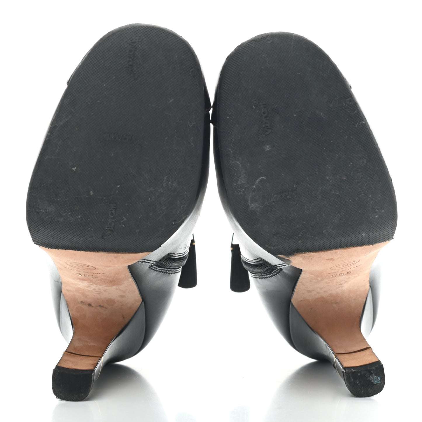 Calfskin Patent CC Cap Toe Ankle Boots 36.5 Black Burgundy