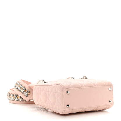 Christian Dior Lambskin Cannage Mini Lady Dior Crystal Strap Rose Poudre 4 of 12
