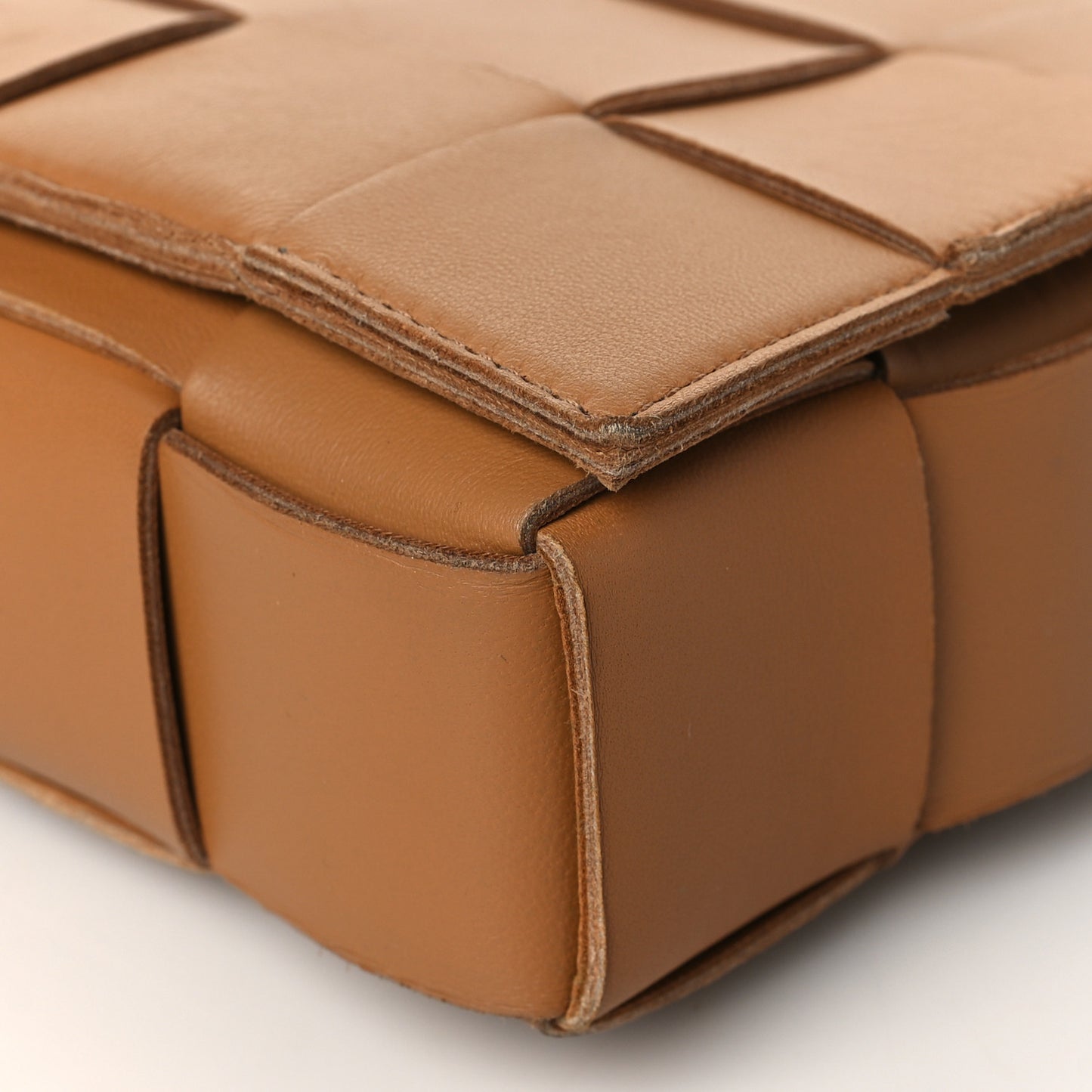 Lambskin Maxi Intrecciato Cassette Crossbody Bag Caramel