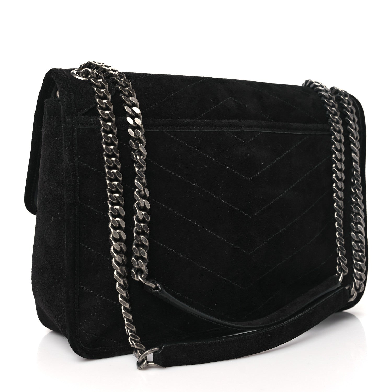 Saint Laurent Suede Monogram Medium Niki Chain Satchel Black 3 of 10