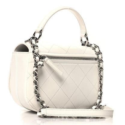 Chanel Calfskin Stitched Small Ring My Bag Flap Crossbody White 3 of 13