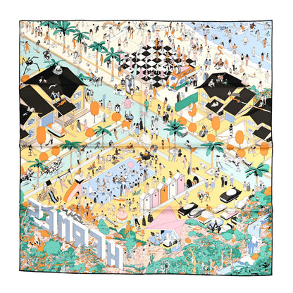 Hermes Silk On The Beach Scarf 90 Creme Menthol Ebene 1 of 6