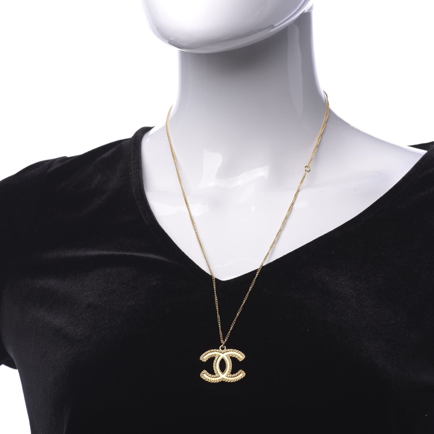 Chanel CC Necklace Matte Gold 2 of 5