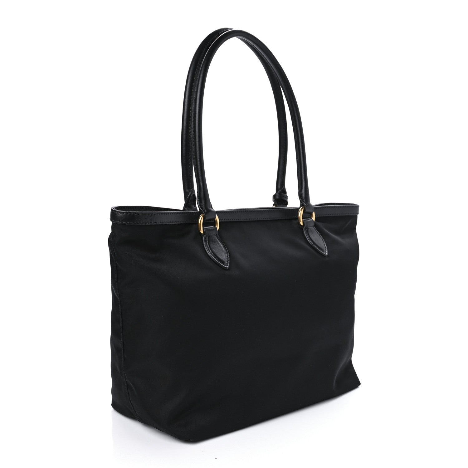 Prada Tessuto Nylon Soft Calf Shopping Tote Black 2 of 8