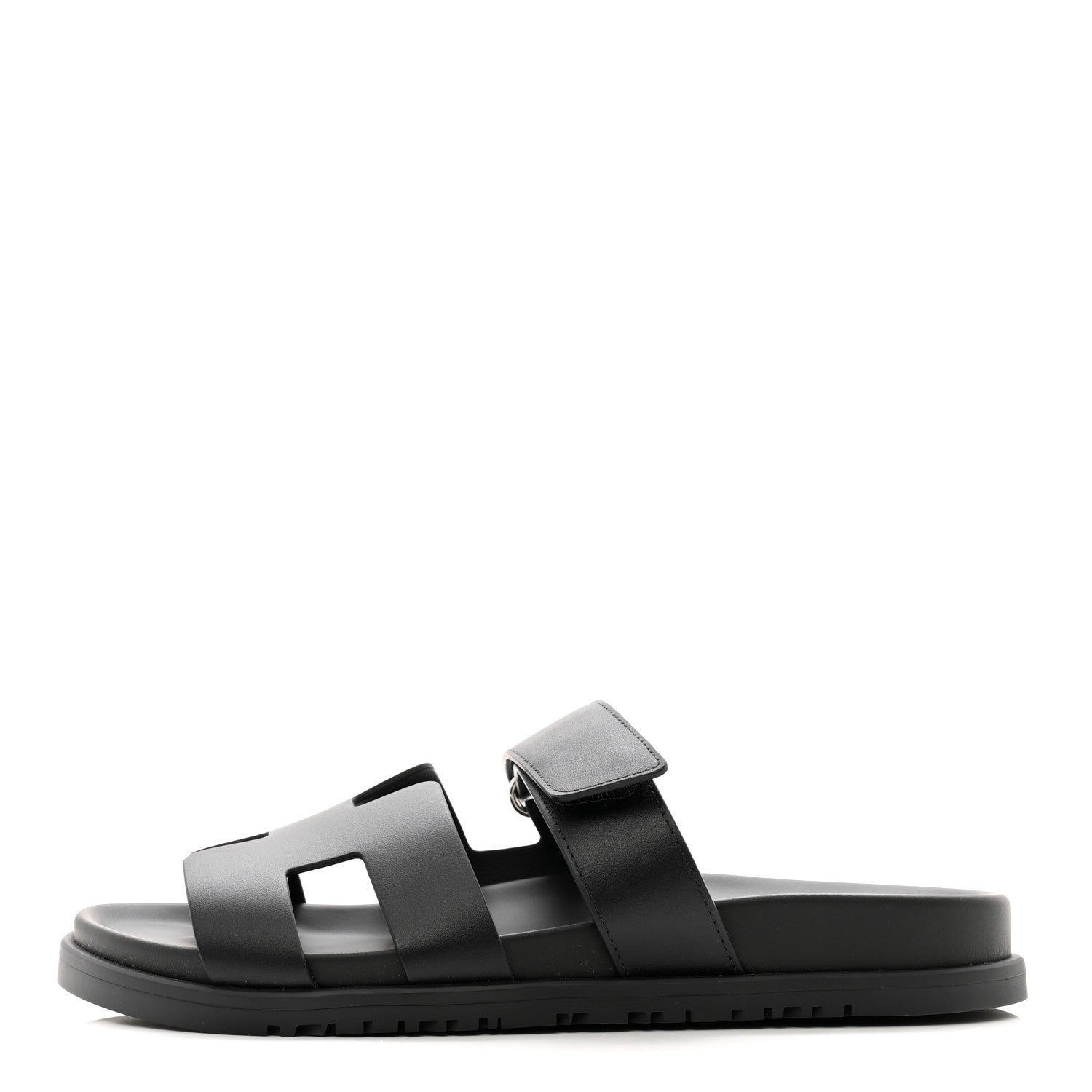 Hermes Calfskin Womens Chypre Sandals 38.5 Black 1 of 9