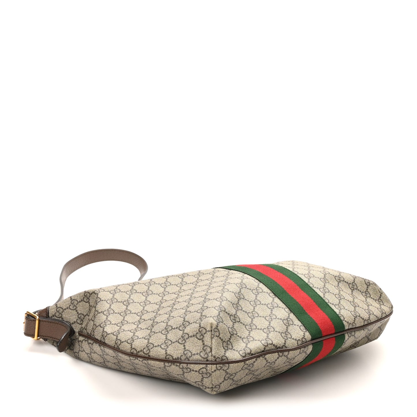 GG Supreme Monogram Web Ophidia Half Moon Hobo Brown