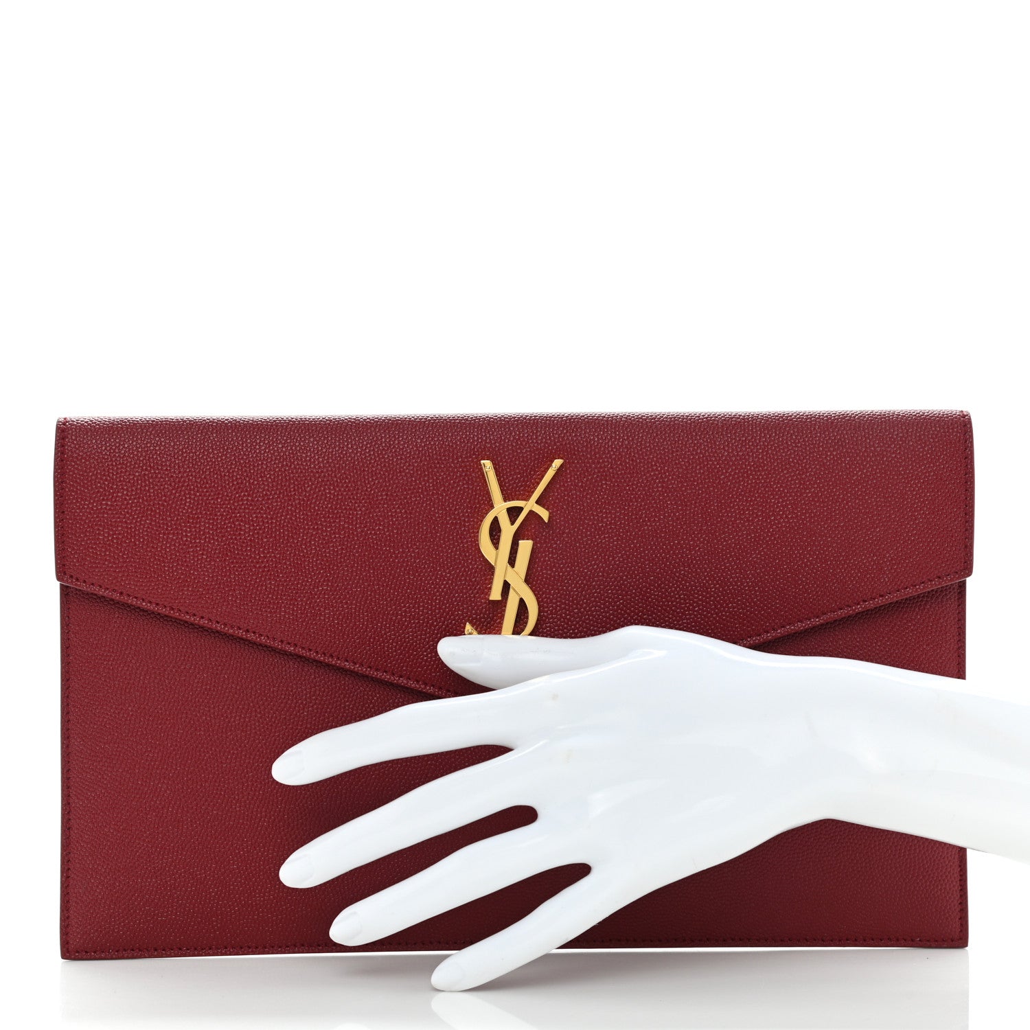 Saint Laurent Grain De Poudre Uptown Pouch Red 2 of 9