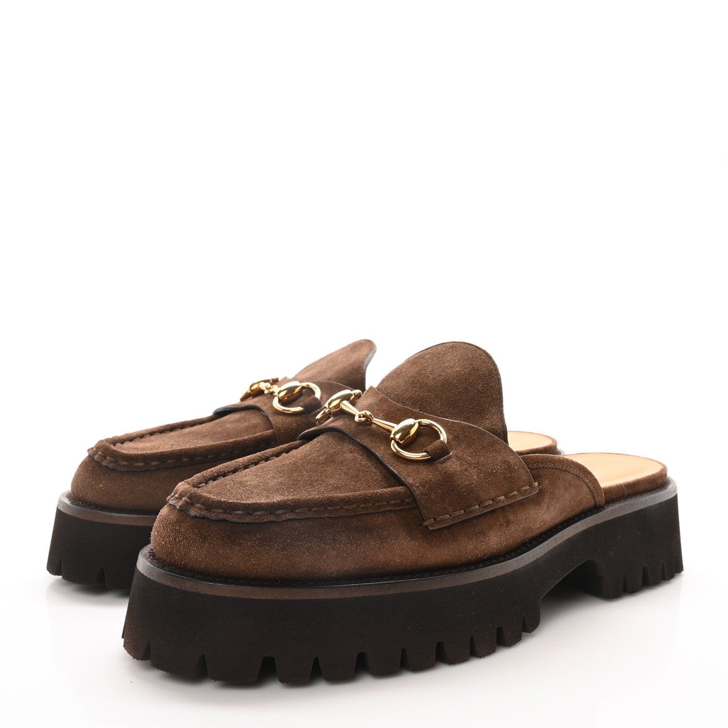 Gucci Suede Horsebit Platform Mules 40 Washed Brown 4 of 9
