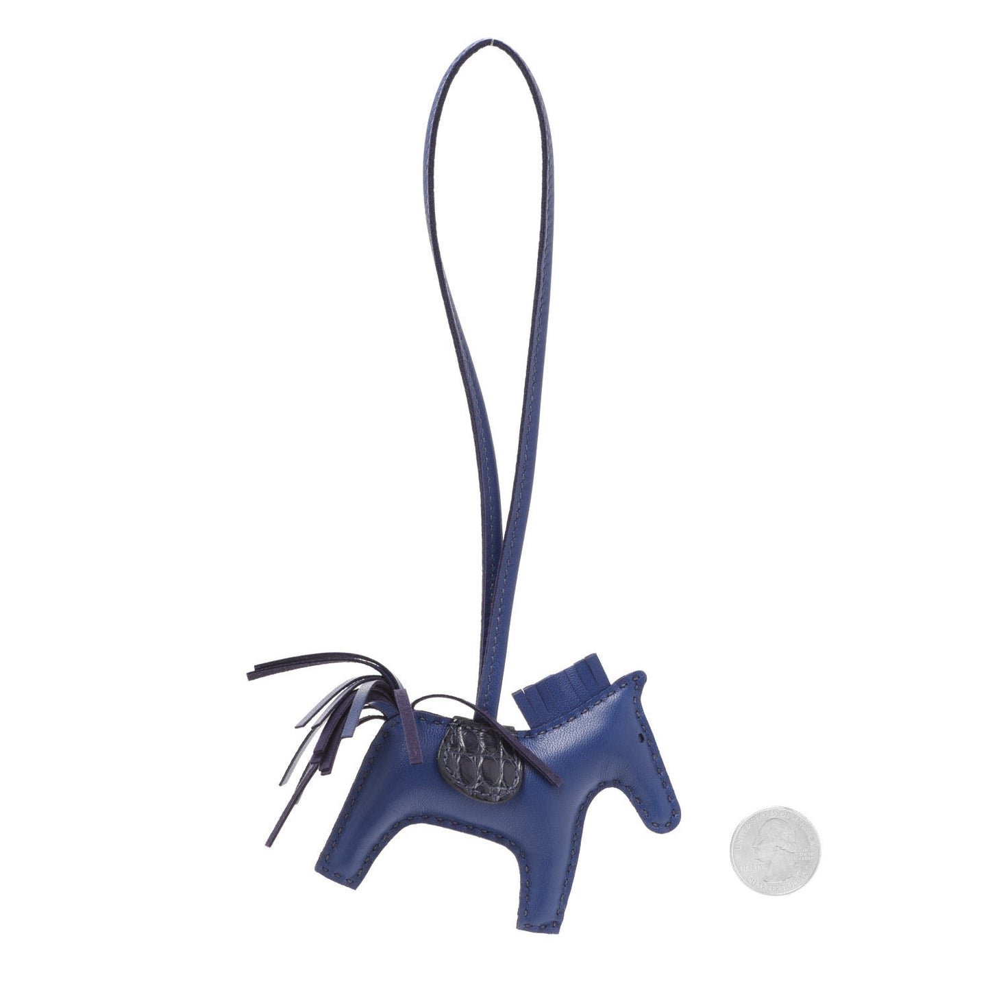 Milo Lambskin Matte Alligator Touch Grigri Rodeo Horse Bag Charm PM Bleu Saphir Marine