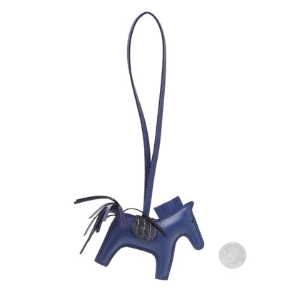 Hermes Milo Lambskin Matte Alligator Touch Grigri Rodeo Horse Bag Charm PM Bleu Saphir Marine 2 of 5