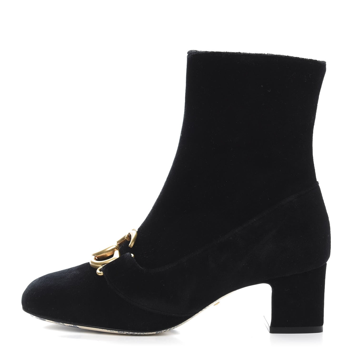 Gucci Softy Velvet Malaga Kid GG Victoire 55mm Ankle Boots 36 Black 1 of 9