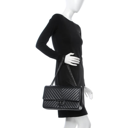 Chanel Sheepskin Chevron Quilted 2.55 Reissue 227 Flap So Black 2 of 9