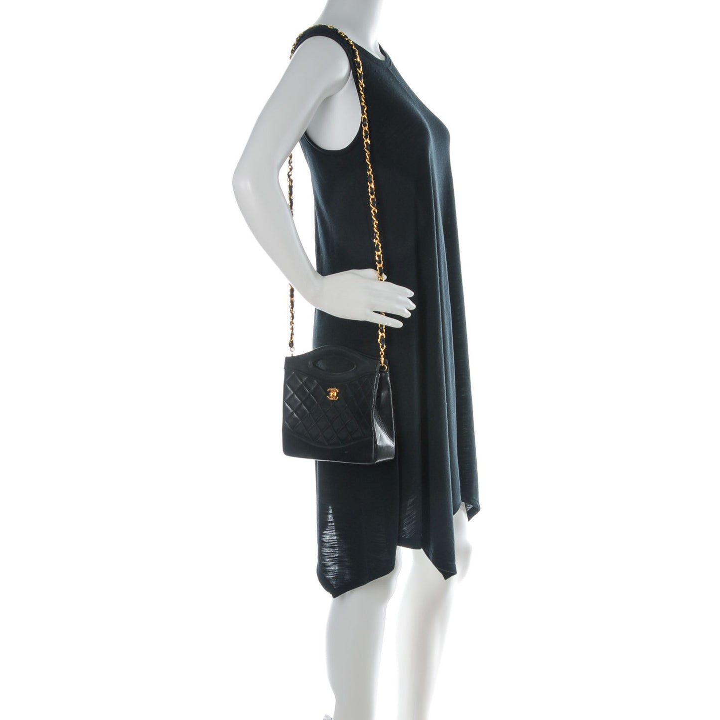Lambskin Quilted Shoulder Bag Black