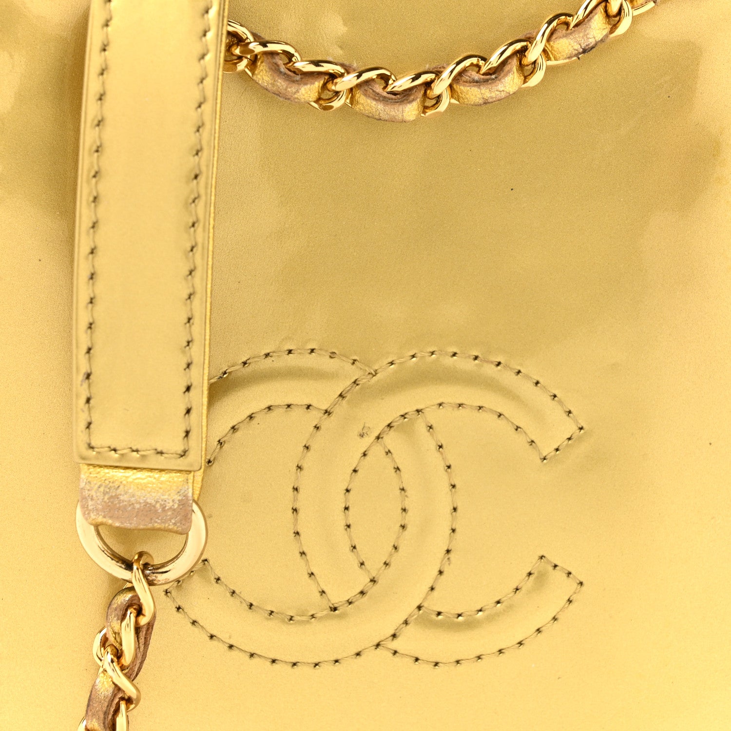 Chanel Patent Crossbody CC Phone Holder Gold 8 of 16