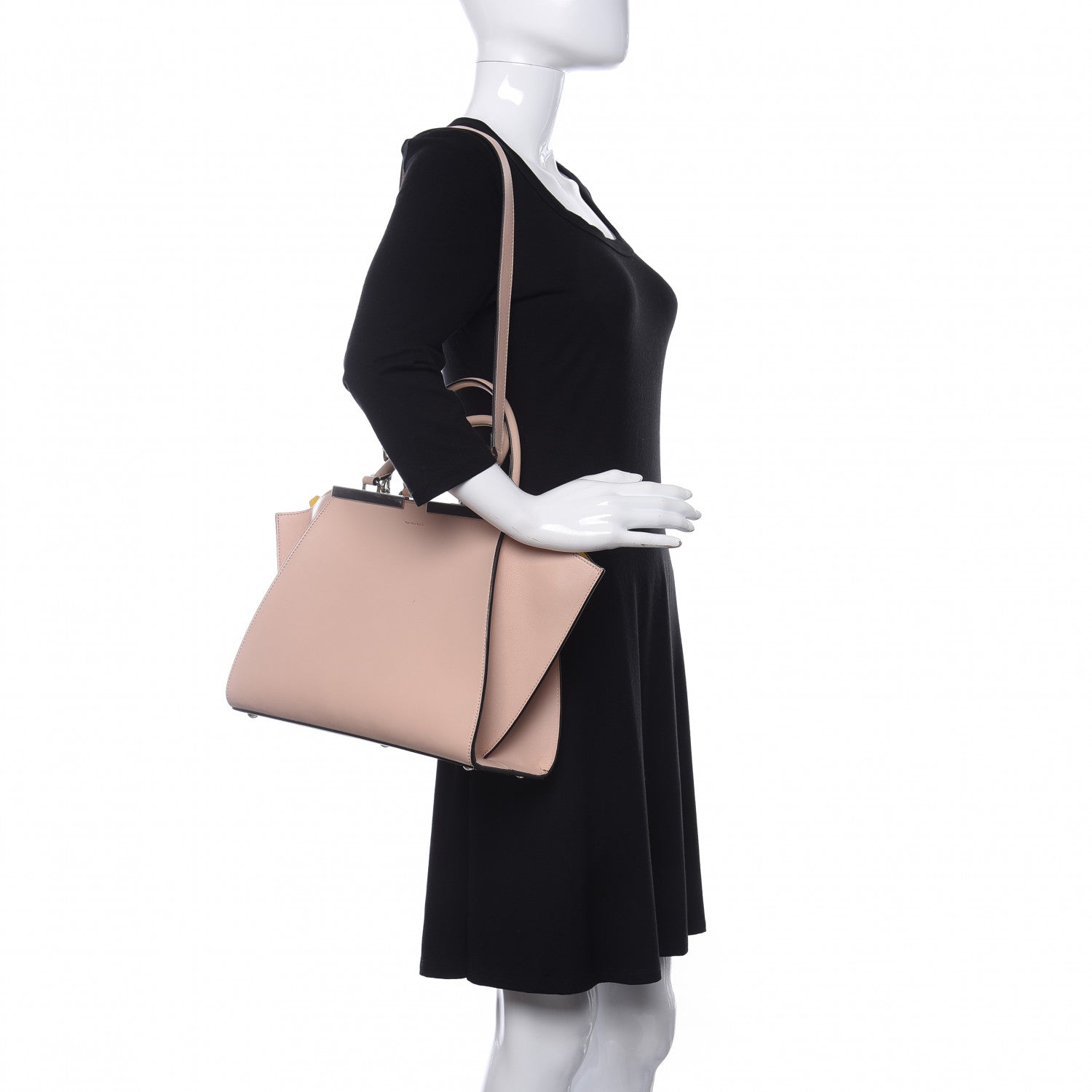 Fendi Vitello Dolce Shiny Nappa Petite 3Jours Tote Beige Chantilly 2 of 14