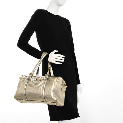 Gucci Metallic Calfskin Medium Britt Boston Gold 2 of 7