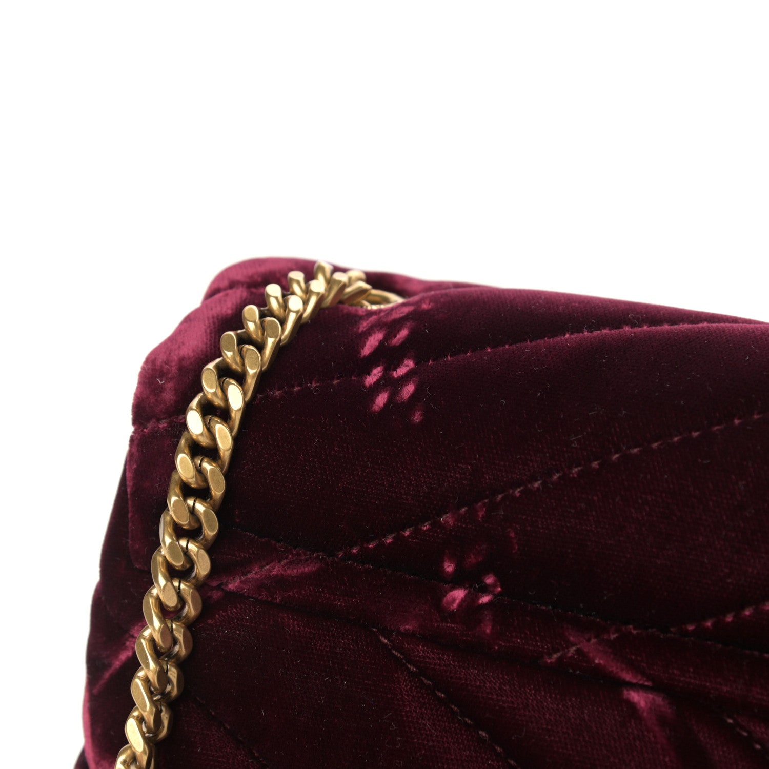 Saint Laurent Velvet Y Quilted Monogram Small Loulou Chain Satchel Burgundy 15 of 15