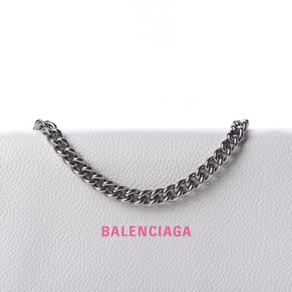 Balenciaga Grained Calfskin Logo Cash Phone Holder Wallet On Chain White Fluo Pink 11 of 12