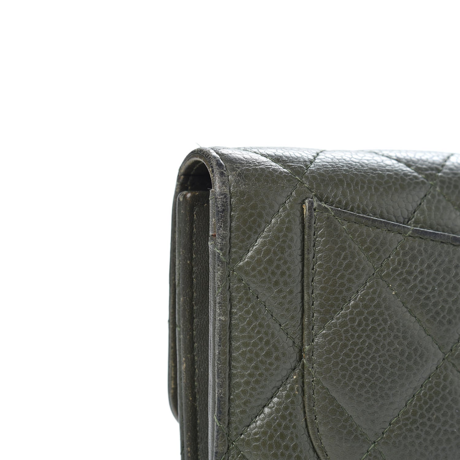 Chanel Caviar Quilted Large Flap Wallet Dark Green 10 of 17