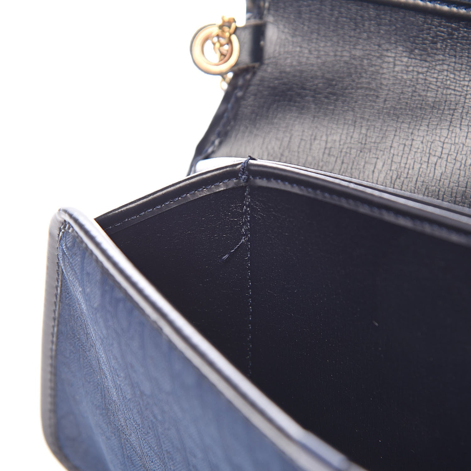 Christian Dior Monogram Chain Flap Navy 6 of 12