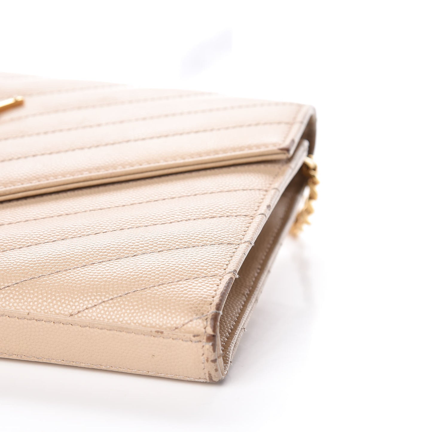 Grain De Poudre Matelasse Chevron Monogram Chain Wallet Deep Beige