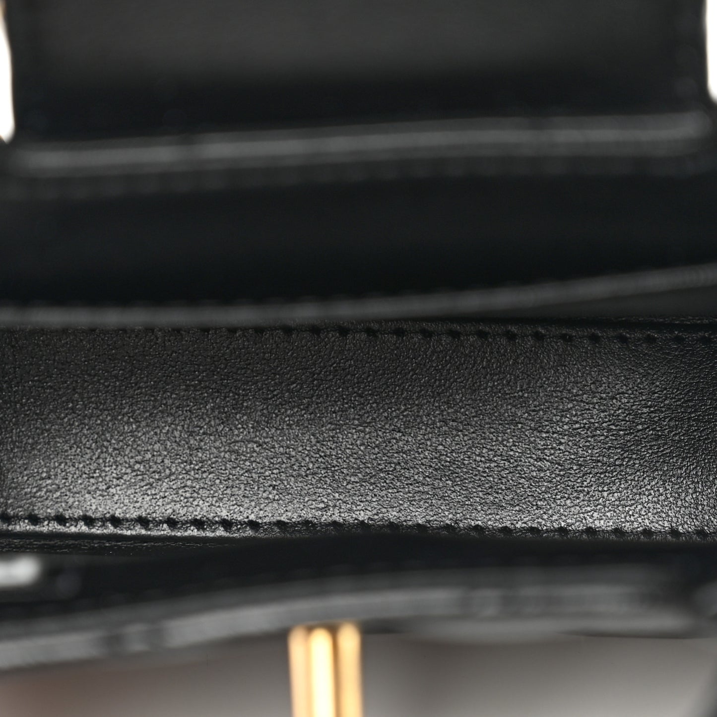 Shiny Aged Calfskin Quilted Mini Nano Kelly Shopper Black