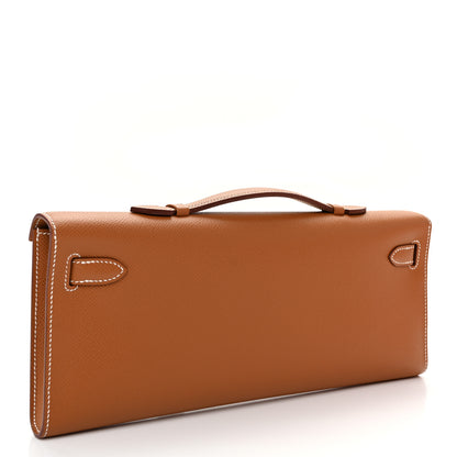 Hermes Epsom Kelly Cut Clutch Pochette Gold 3 of 10