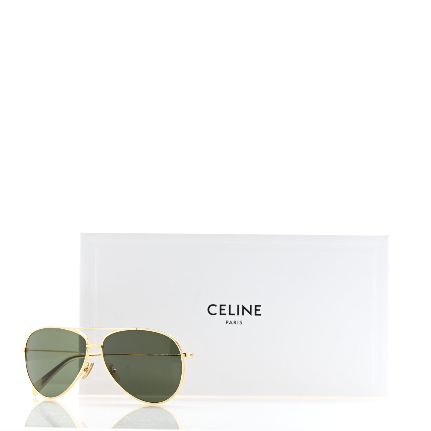 Metal Frame Aviator Sunglasses CL40062U Gold Green