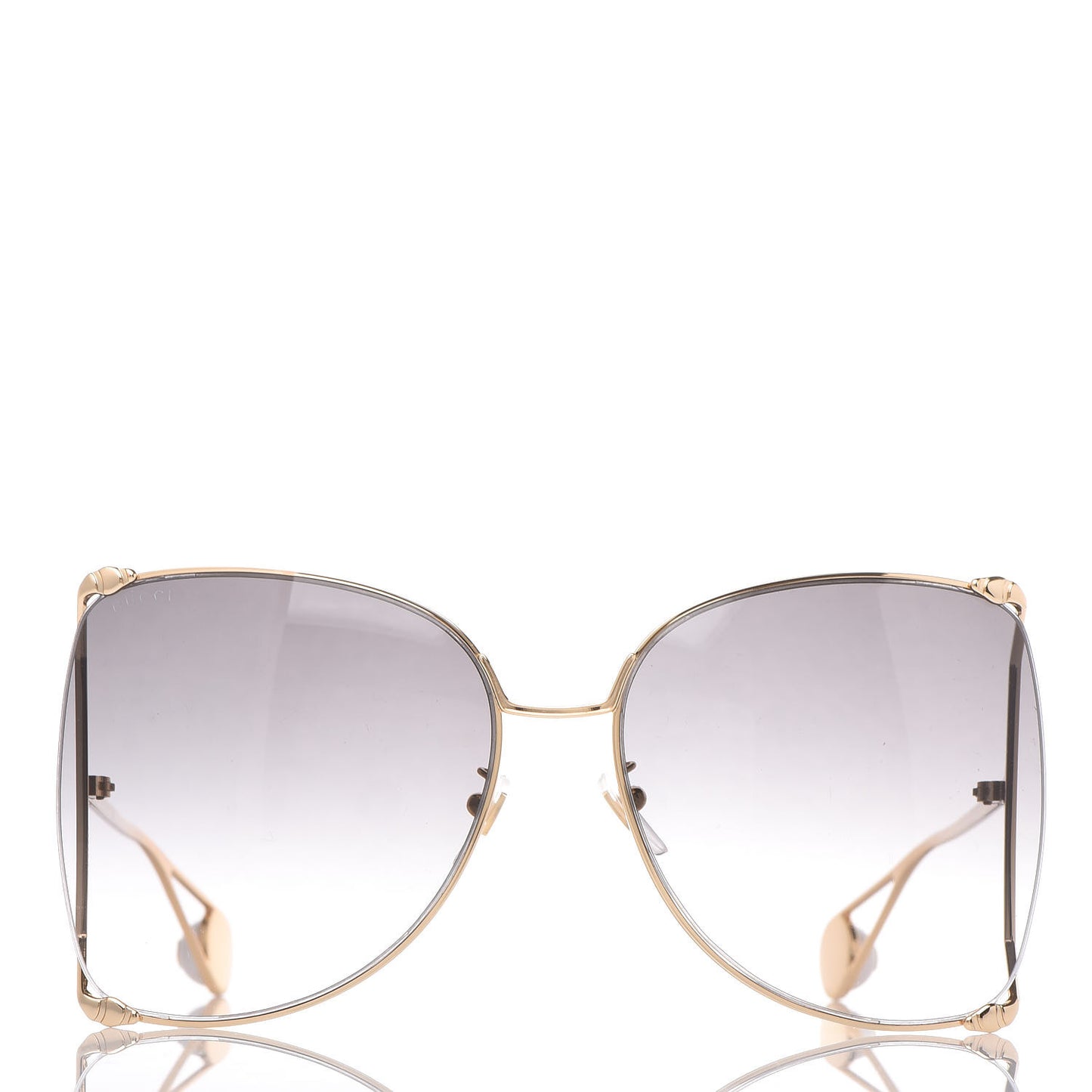 Oversized Round Sunglasses GG0252S Gold Grey