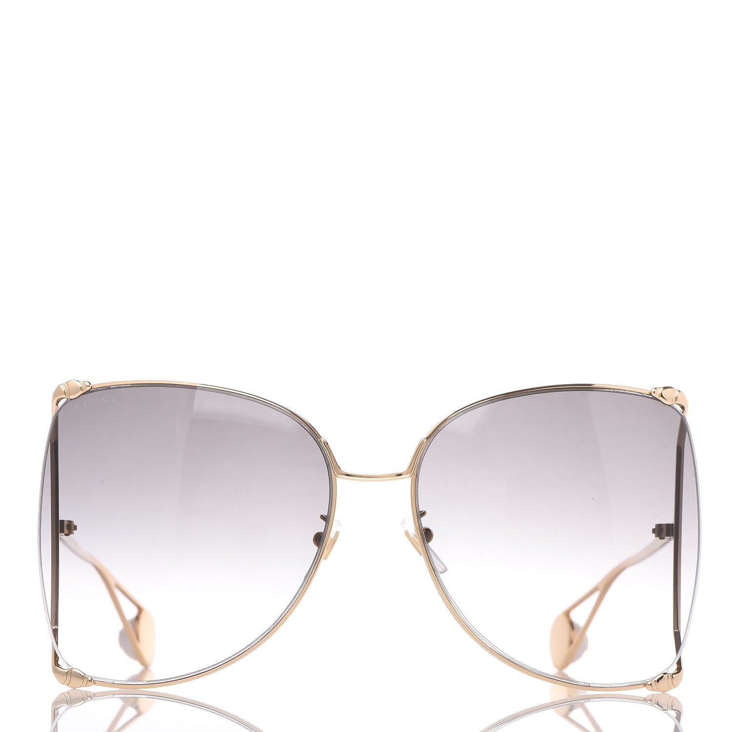 Gucci Oversized Round Sunglasses GG0252S Gold Grey 3 of 8