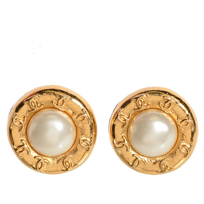 Chanel Pearl CC Clip On Earrings Gold 1 of 5