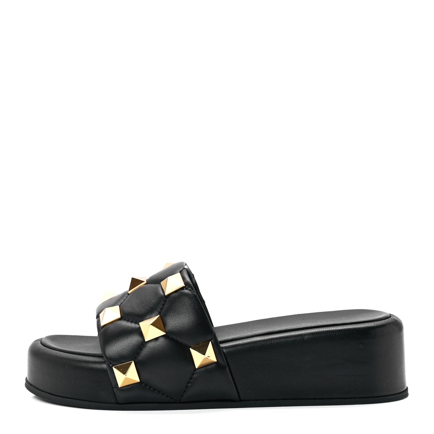 Nappa Roman Stud 30/50mm Platform Slide Sandals 38 Black