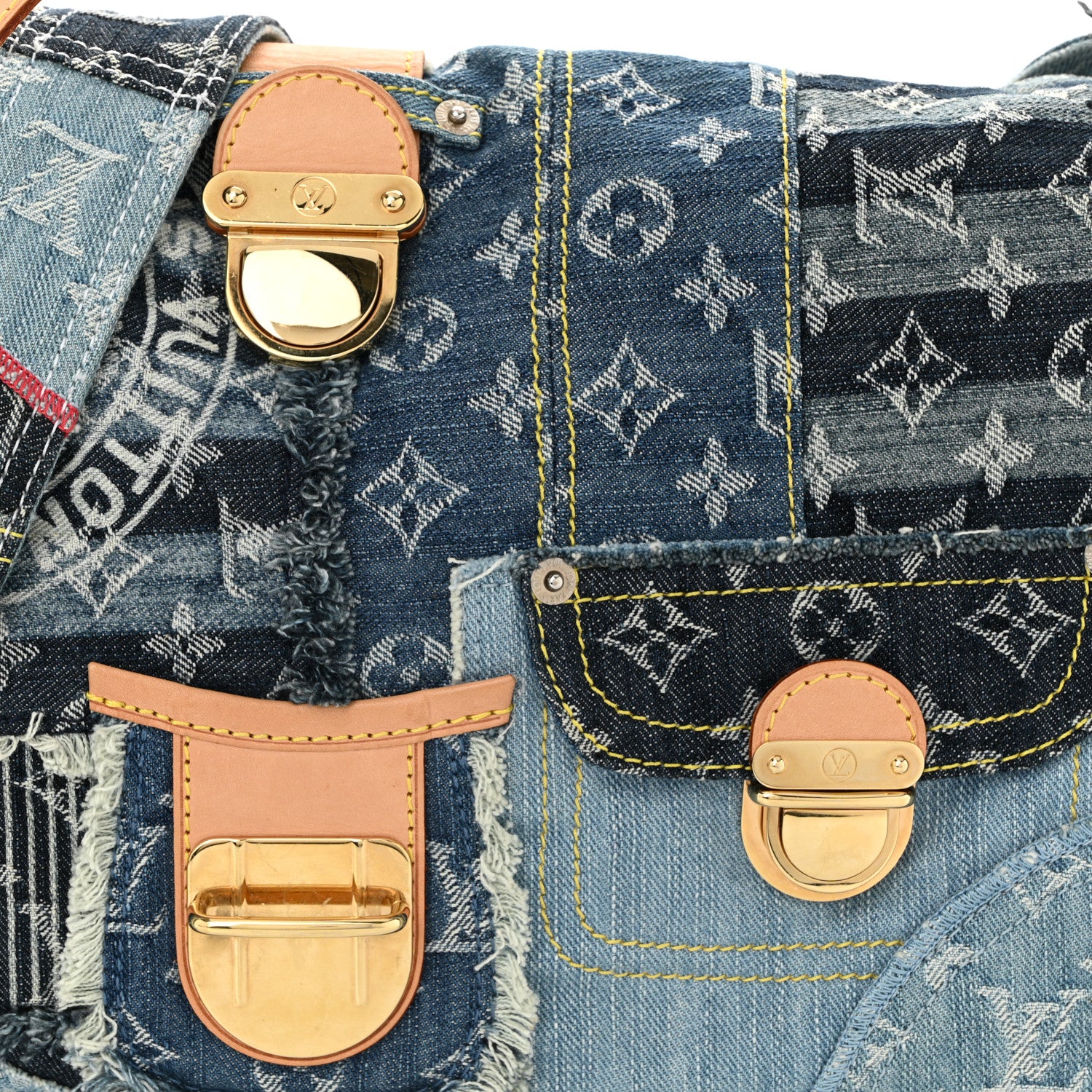 Louis Vuitton Denim Patchwork Posty Messenger Bag Blue 8 of 11